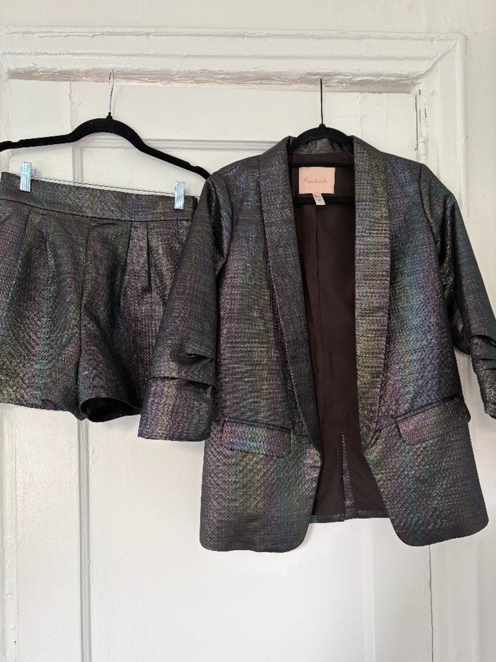 Metallic two-piece set blazer and shorts